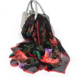 Silk Chiffon Scarf Ladies Long Large Size Shawls Fall Winter Women Neck Scarves Silk Organza Shawl