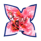 Ink rose floral digital printing head wrap customization silk large square scarf ladies