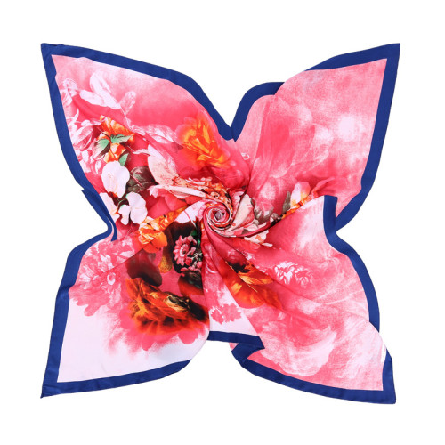 Ink rose floral digital printing head wrap customization silk large square scarf ladies