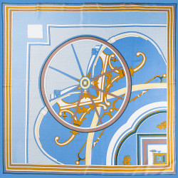 Luxury Brand Shawl Scarf 130*130 Cm Head Hijab Pumpkin Wheels Printed Pattern Large Square Twill Silk Scarf For Women
