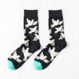 2021 Happy Socks Men Harajuku Style Creative  Color Medium Personality Flower Bird Frog Bee Cotton Wedding Christmas Gifts