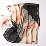 Korean Fold New Variety Square Silk Scarf Female Geometric Contrast Silk Scarf Professional Scarf Love Pattern