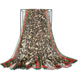 New Large Size Leopard Print Chiffon Silk Scarf Women European American Silk Scarf Shawl