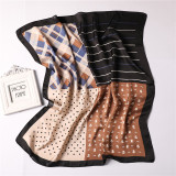 Designer Styles Silk Scarf Female Winter Decoration Warm Silk Scarf  Two-color Stitching Fashion Scarf 70*70cm