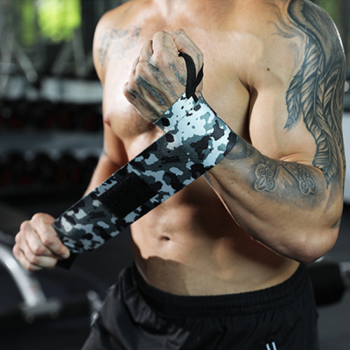 Black Stretch Breathable Elastic Power Lifting Custom Camo Wrist Wraps For Gym With Thumb Loop