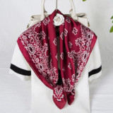 women 40 Colors Cashew Paisley Pattern Square 70*70cm Soft Silk Scarf  Luxury Floral Print Silk Scarf