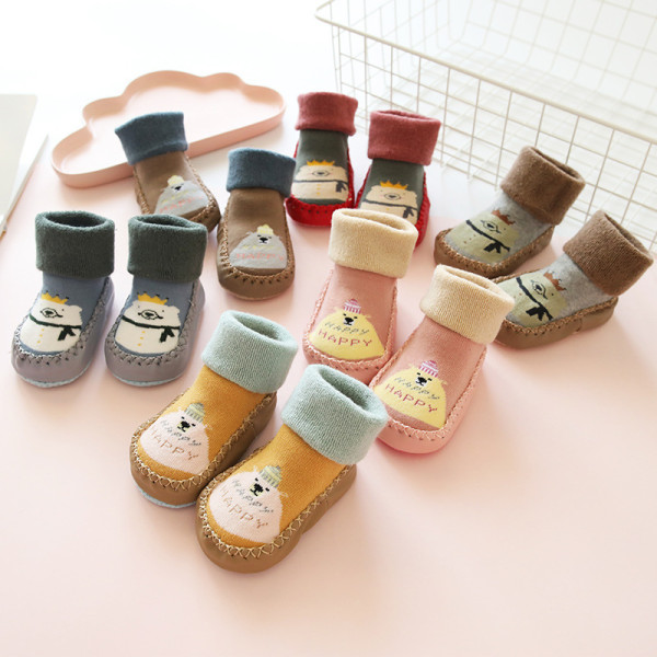 Autumn And Winter New Fuzzy Thickened Children's Floor Socks, Baby Non-Slip Leather Sole Toddler Baby Socks 0-3 Years