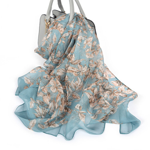 Silk Chiffon Scarf Ladies Long Large Size Shawls Fall Winter Women Neck Scarves Silk Organza Shawl