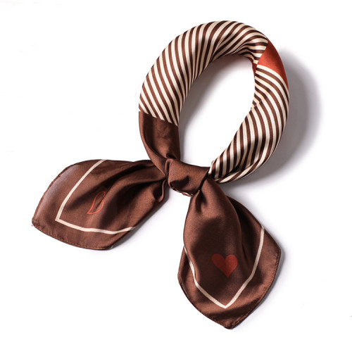 Korean Fold New Variety Square Silk Scarf Female Geometric Contrast Silk Scarf Professional Scarf Love Pattern