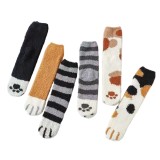 Spot Female Home Coral Fleece Footprints Cat Claws Are Cute Sleeping Thicken Warm Winter Plus Fleece Women'S S