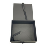 Custom Luxury New Design Matte Cardboard Black Foldable Gift Box with Ribbon