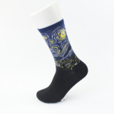Custom High Quality Happy Style Retro Fashion 3D Art Oil Painting Cotton Men Funny Socks