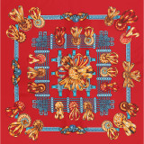 Multifunctional 70cm twill scarves women's ribbon bow decorative floral square silk scarf