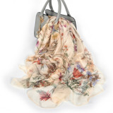 Silk Chiffon Scarf Ladies Long Large Size Shawls Fall Winter Women Neck Scarves Silk Organza Shawl