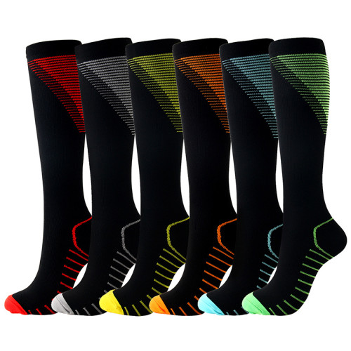 Compression socks knee high for running hiking wholesale custom 20-30mmhg funny colorful football medical socks