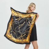 Large Hijab Fashion 90cmx90cm Square Shawls Head Printed Bag Silk Scarf For Ladies