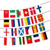 2021 Factory Large Stock Euro 2021 Polyester Soccer Flag Lines National Flag Bunting Banners  Euro Football String Flags