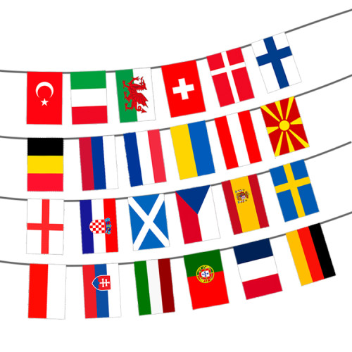 2021 Factory Large Stock Euro 2021 Polyester Soccer Flag Lines National Flag Bunting Banners  Euro Football String Flags