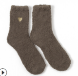 Fashion Womens Heart Embroidery Soild Color Thick Thermal Floor Fuzzy Socks