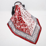 Large Hijab Fashion 90cmx90cm Square Shawls Head Printed Bag Silk Scarf For Ladies