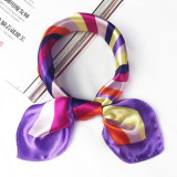 Multifunction Hair Tie Flower Leopard Striped Ribbon Headwear Retro Neckerchief Silk Printed Square Scarf