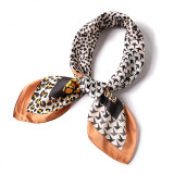 Leopard stripe point geometric color matching women small art square silk scarf