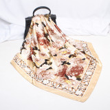 Large Hijab Fashion 90cmx90cm Square Shawls Head Printed Bag Silk Scarf For Ladies