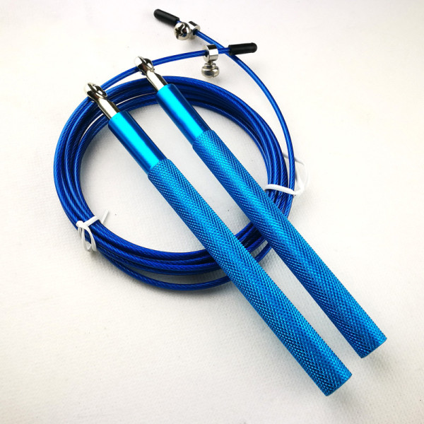 Adjustable Custom Blue Black Speed Skip Jump Rope Cross Training Aluminum