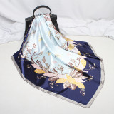 Large Hijab Fashion 90cmx90cm Square Shawls Head Printed Bag Silk Scarf For Ladies