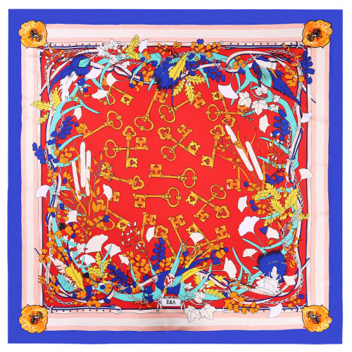 New Crown Key Printed Pan Muslim Silk Weave Shawl Large Plain Square Scarf