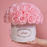 Paper Custom Hat Design Luxury Preserved Flower Packaging Cake Strawberry Desserts Round Gift Box