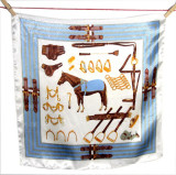 New 50*50 Elegant Spring Women Multifunction Hair Tie Headwear Design Retro Neckercief Printed Square Silk Scarf