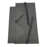 Custom Luxury New Design Matte Cardboard Black Foldable Gift Box with Ribbon