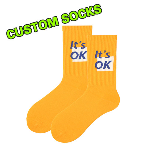 Latest Customize Socken Logo Novelties Chaussettes Letter Design Sokken Unisex Mens Meias Cotton Socks