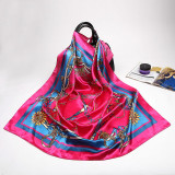Large Hijab Fashion 90cmx90cm Square Shawls Head Printed Bag Silk Scarf For Ladies