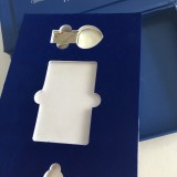 Luxury Navy Blue Hot Stamping Logo PU Soft Leather USB Gift Set Packing Box