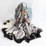 2020 New Design Long Sublimation Print Pattern Scarves Silk Women Soft Comfortable Silk Scarf