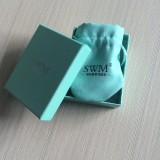 Hot! Free Risk New Fashion Beautiful Custom Printing Silver Brand Blue Jewelry Box With Bag
