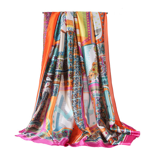 Lady's Custom Digital Print New silk satin scarf vintage silk scarf turkish silk scarf