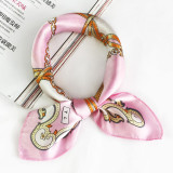 Multifunction Hair Tie Flower Leopard Striped Ribbon Headwear Retro Neckerchief Silk Printed Square Scarf