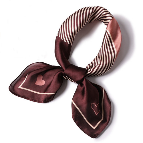 Korean Fold New Variety Square Silk Scarf Female Geometric Contrast Silk Scarf Professional Scarf Love Pattern