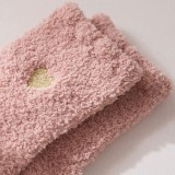 Fashion Womens Heart Embroidery Soild Color Thick Thermal Floor Fuzzy Socks