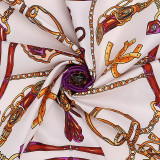 Newest Digital Printed Fashionable Geometric Colorful Pattern New Twill Vintage Silk Square Neck Scarf