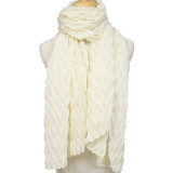 New hot-selling crimped scarf ladies pure color pleated headscarf monochrome warmth cotton and linen scarf