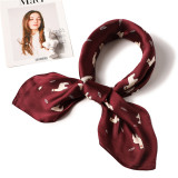 Korean square silk scarf ladies spring and autumn decoration scarf art cartoon pattern neckerchief scarf