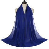 Summer Pearl Chiffon Scarf Islamic Headdress Pleated Female Women Hijab Pleated Beads Muslim Scarf