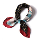 Designer Styles Silk Scarf Female Winter Decoration Warm Silk Scarf  Two-color Stitching Fashion Scarf 70*70cm