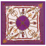 Newest Digital Printed Fashionable Geometric Colorful Pattern New Twill Vintage Silk Square Neck Scarf