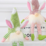 Happy Easter Party Decration Lovely Rabbit Faceless Doll Plush Toys Easter Bunny Ornament Room Office Decor with light