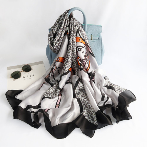 2020 New Design Long Sublimation Print Pattern Scarves Silk Women Soft Comfortable Silk Scarf